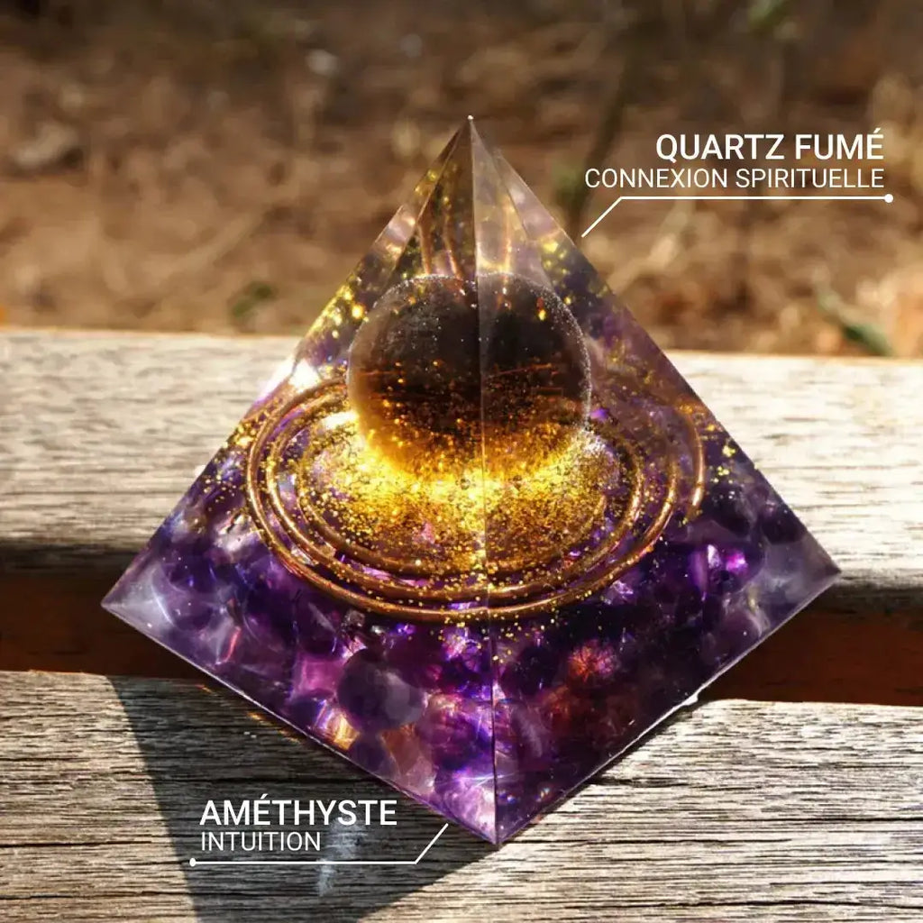 Orgonite "Lâcher-Prise" en Améthyste & Quartz Fumé