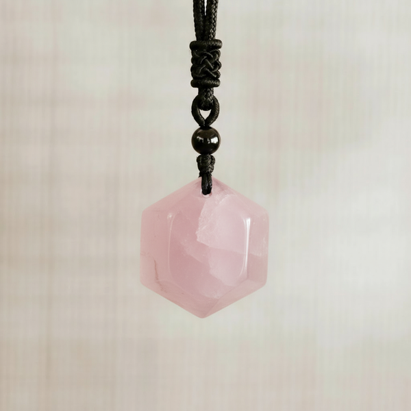 Collier "Vibration du coeur" en quartz rose